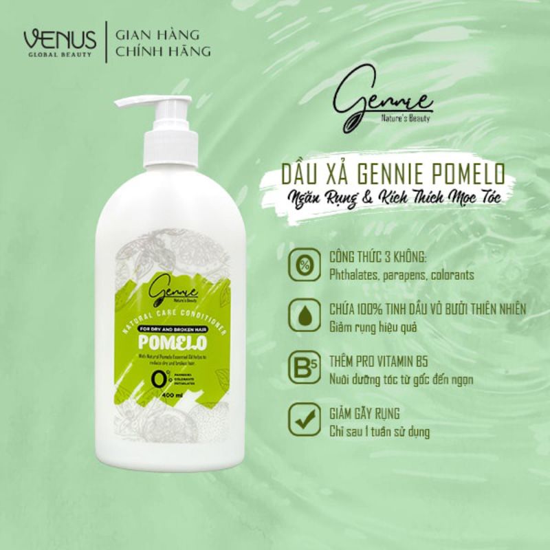 Dầu Xả Tinh Dầu Bưởi Giữ Tóc Bóng Mượt, Ngăn Ngừa Gãy Rụng Gennie Natural Care Conditioner Pomelo For Dry And Broken Hair 400ml