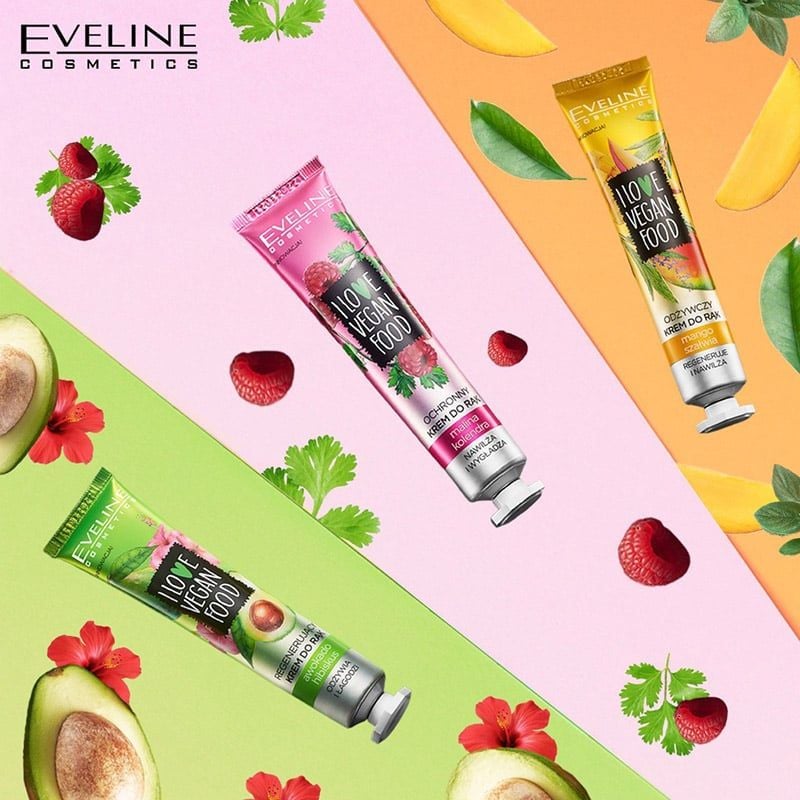 Kem Dưỡng Da Tay Chiết Xuất Tự Nhiên Dưỡng Da Mềm Mại Eveline Cosmetics I Love Vegan Food Hand Cream 50ml