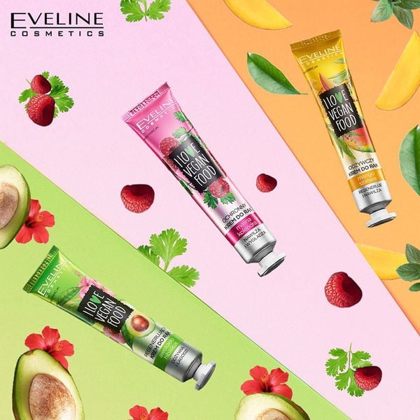  Kem Dưỡng Da Tay Eveline Cosmetics Chiết Xuất Tự Nhiên Dưỡng Da Mềm Mại I Love Vegan Food Hand Cream 50ml 