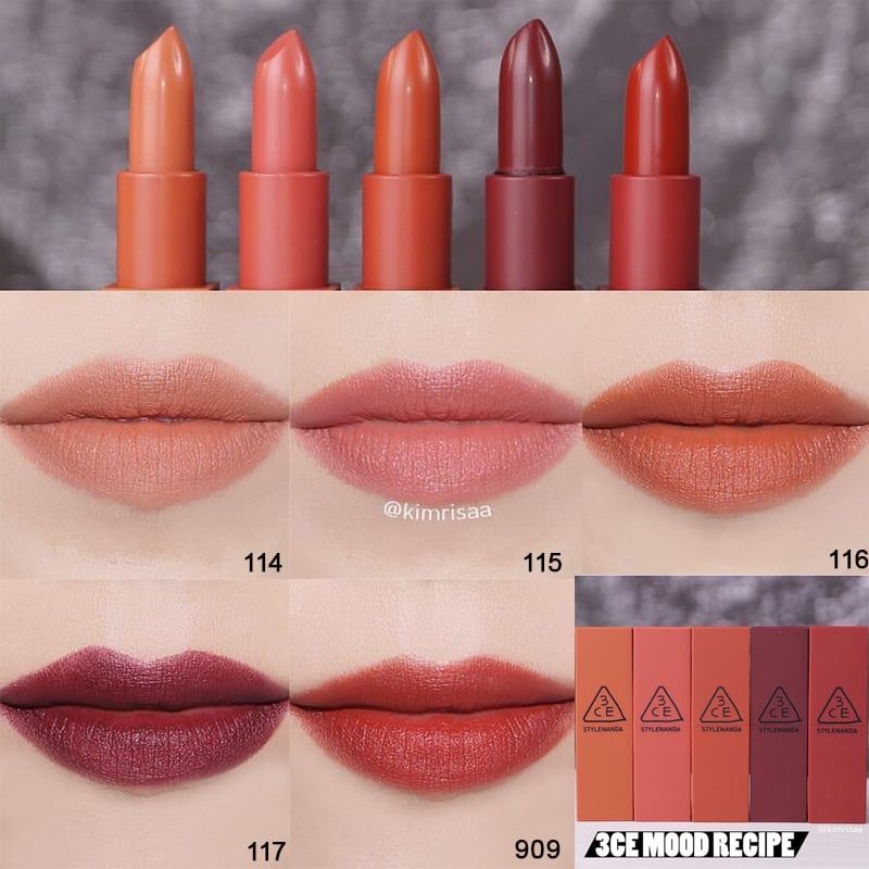 [Màu 114 - 909] Son Thỏi Lì 3CE Mood Recipe Matte Lip Color 3.5g (Vỏ Đỏ)