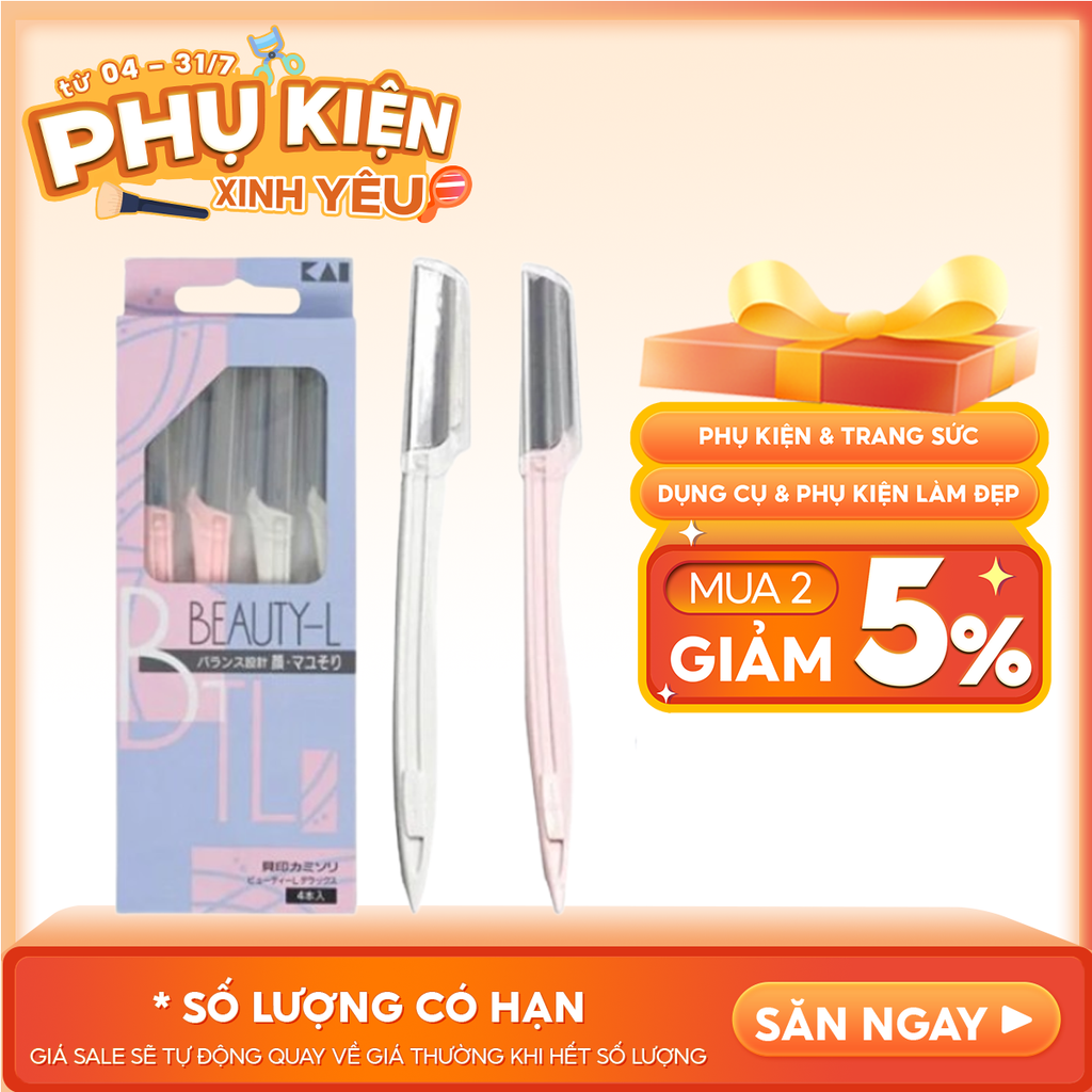 [Set 4 Cây] Dao Cạo Lông Mặt Thân Kim Loại Kai Razor Beauty