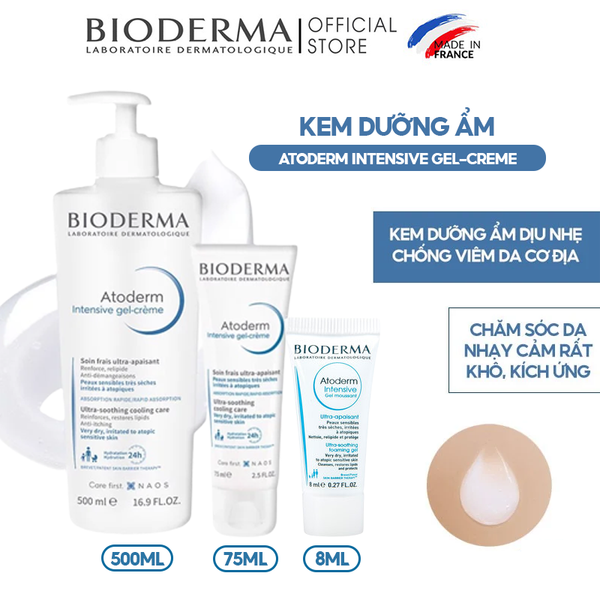  Kem Dưỡng Ẩm Bioderma Làm Dịu Dạng Gel Cho Da Rất Khô Atoderm Intensive Gel-Creme 500ml 