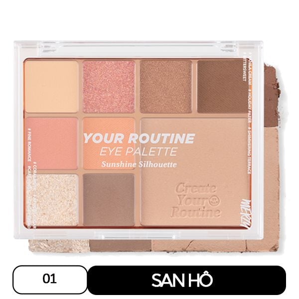 Bảng Phấn Mắt Và Má Hồng Đa Năng 9 Ô Màu Merzy Your Routine Eye Palette