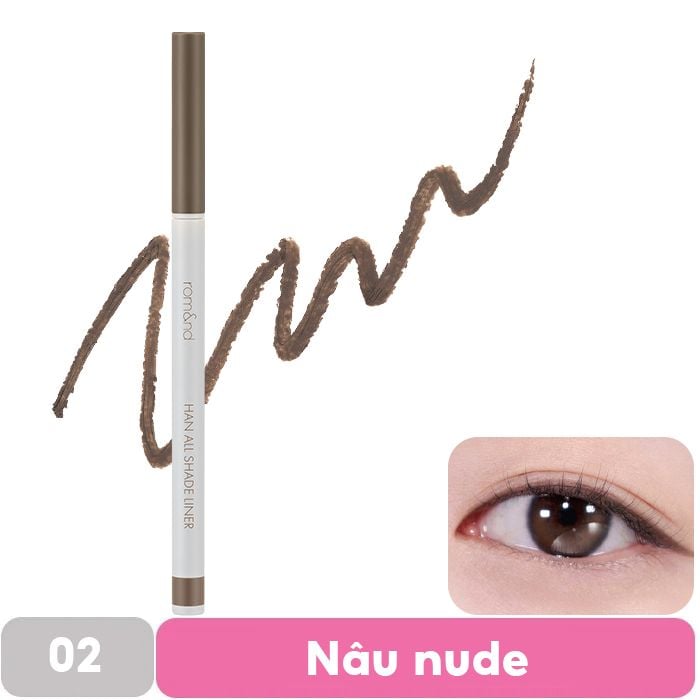 Chì Kẻ Mắt Dạng Sáp Nét Mảnh, Lâu Trôi Romand Han All Shade Liner 0.09g