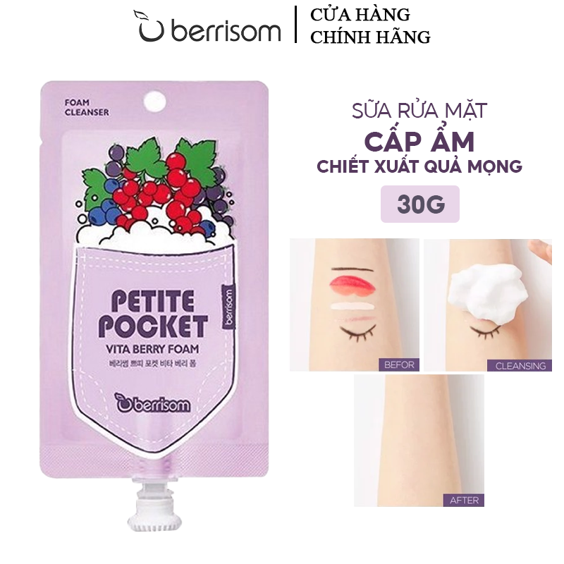 Sữa Rửa Mặt Cấp Ẩm Chiết Xuất Từ 3 Loại Quả Mọng Berrisom Petite Pocket Vita Berry Foam 30g