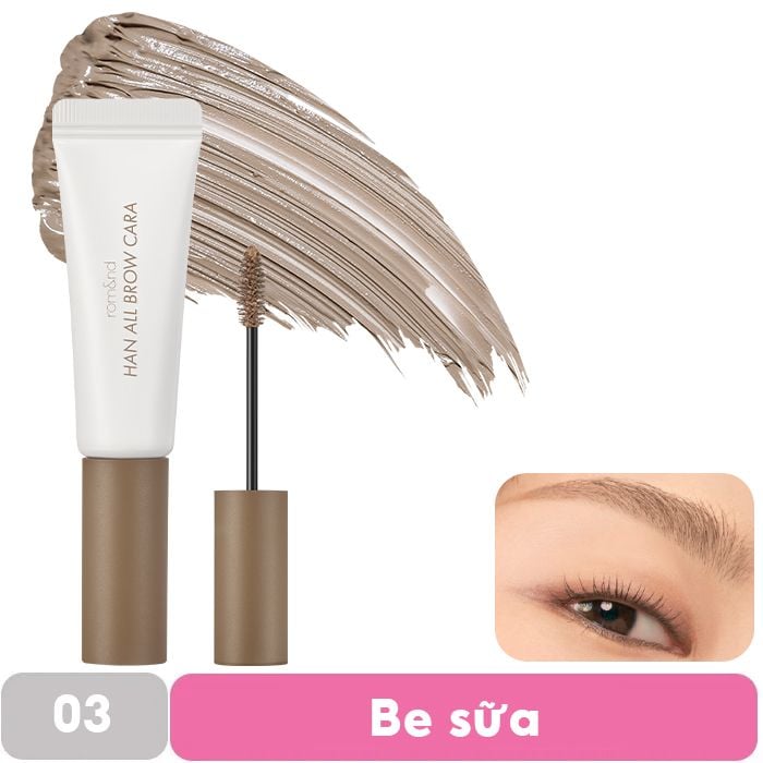 Mascara Chân Mày Siêu Tự Nhiên, Bền Màu, Lâu Trôi Romand Han All Brow Cara 9g