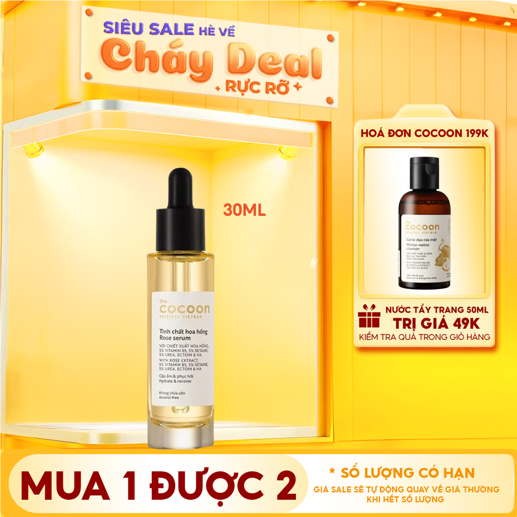 Serum Cocoon Tinh Chất Cấp Ẩm Và Phục Hồi Da Chiết Xuất Hoa Hồng Rose Serum 30ml