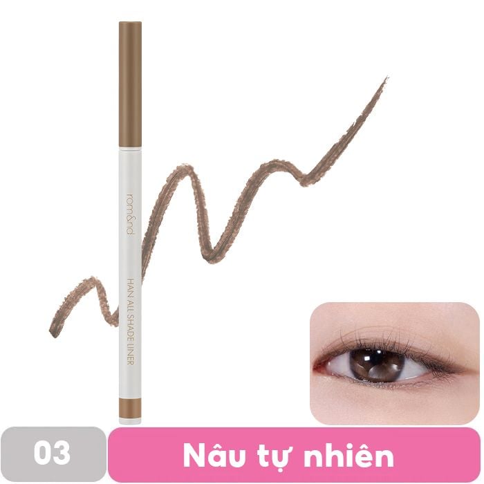 Chì Kẻ Mắt Dạng Sáp Nét Mảnh, Lâu Trôi Romand Han All Shade Liner 0.09g