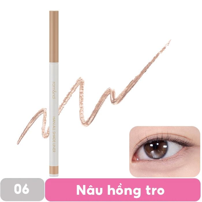 Chì Kẻ Mắt Dạng Sáp Nét Mảnh, Lâu Trôi Romand Han All Shade Liner 0.09g