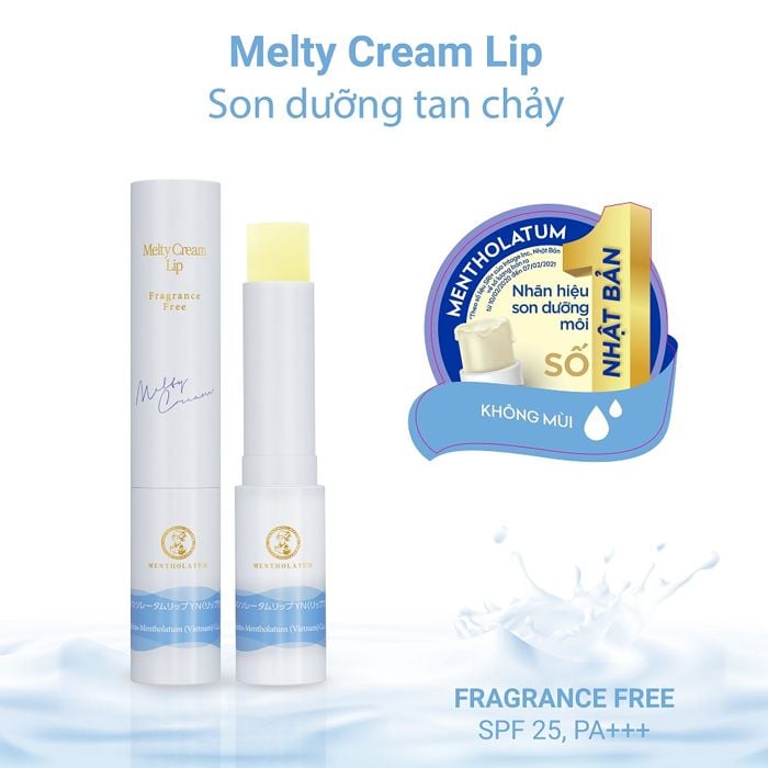 Son Dưỡng Môi Mentholatum Chống Nắng Melty Cream Lip SPF25/PA+++ 2.4g