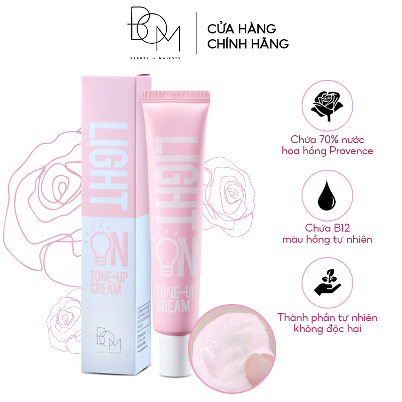 Kem Dưỡng B.O.M Hỗ Trợ Nâng Tông Da Trắng Hồng Rạng Rỡ Light On Tone-Up Cream 40ml