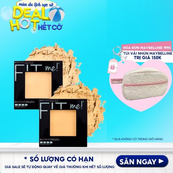 Phấn Phủ Dạng Nén Mịn Lì, Kiềm Dầu Hiệu Quả Maybelline Fit Me Matte Poreless Powder 8.5g (Hộp Vuông)