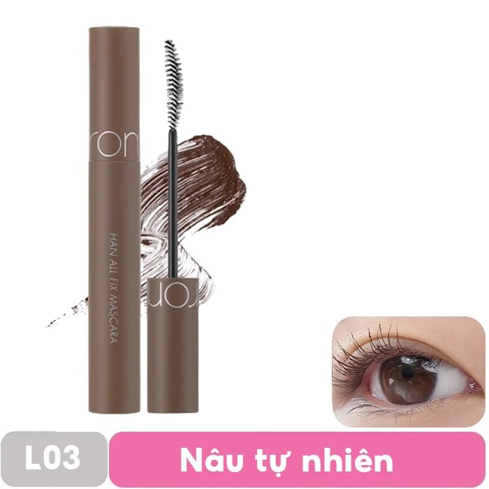 Mascara Chuốt Mi Siêu Dài Và Cong Mi Tự Nhiên, Chống Trôi Hiệu Quả Romand Han All Fix Mascara - Han All Line 7g