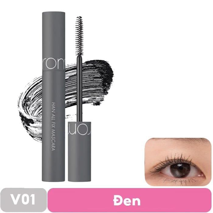 Mascara Chuốt Mi Siêu Dài Và Cong Mi Tự Nhiên, Chống Trôi Hiệu Quả Romand Han All Fix Mascara - Han All Line 7g