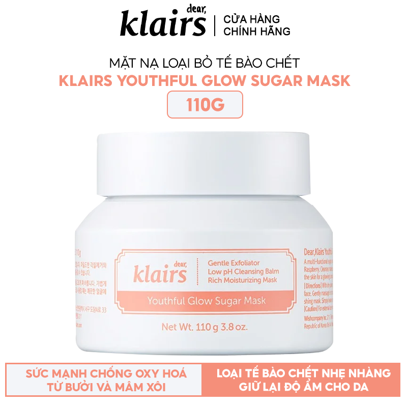 Mặt Nạ Klairs Loại Bỏ Tế Bào Chết Chiết Xuất Bưởi Youthful Glow Sugar Mask 110g