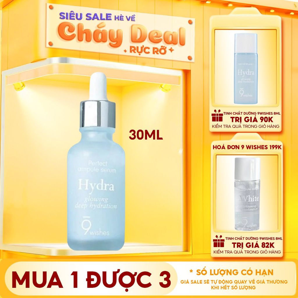 Serum 9 Wishes Dưỡng Ẩm, Cấp Nước, Căng Mịn Da 9 Wishes Hydra Glowing Deep Hydration Ampule Serum