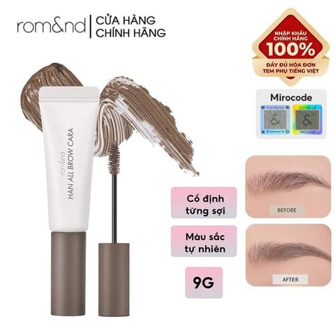 Mascara Chân Mày Romand Siêu Tự Nhiên, Bền Màu, Lâu Trôi Han All Brow Cara 9g