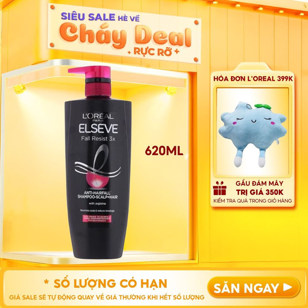 Dầu Gội Ngăn Gãy Rụng Tóc L'Oreal Elseve Fall Resist 3X Shampoo 620ml
