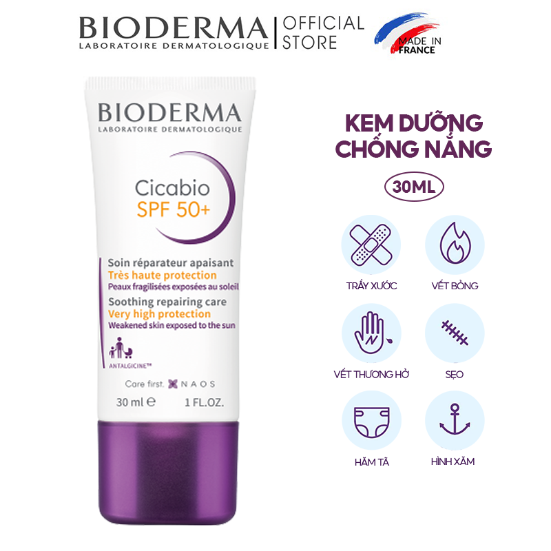 Kem Dưỡng Chống Nắng, Làm Dịu Da Bioderma Cicabio SPF50+