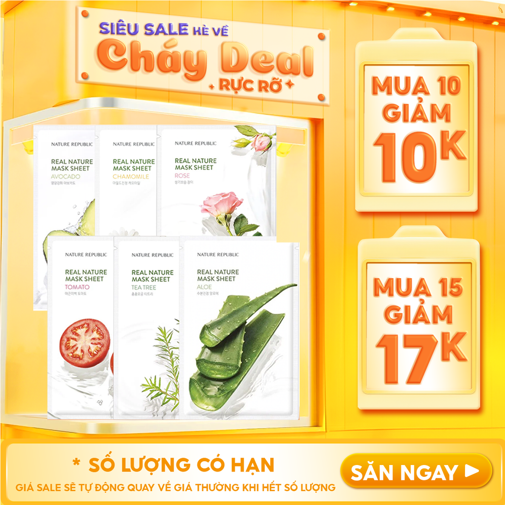 Mặt Nạ Dưỡng Ẩm Chiết Xuất Từ Thiên Nhiên Nature Republic Real Nature Mask Sheet 23ml