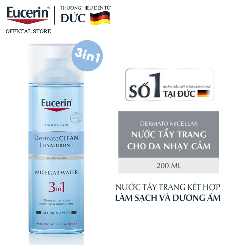 Nước Tẩy Trang Dịu Nhẹ Cấp Ẩm Cho Da Nhạy Cảm Eucerin Sensitive Skin Dermatoclean Micellar Water 3 in 1