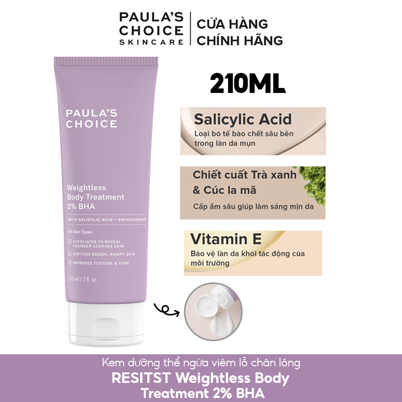 [210 ml] Kem Dưỡng Thể Paula's Choice Weightless Body Treatment 2 BHA