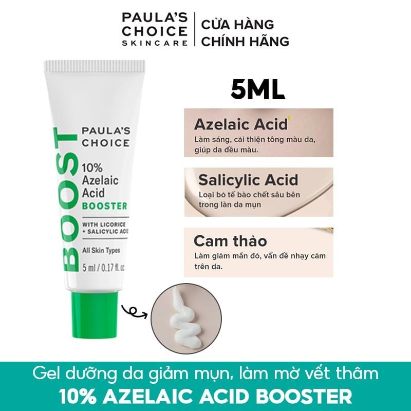 [Mini 5ml] Gel Dưỡng Da Giảm Mụn, Sáng Da, Làm Mờ Vết Thâm Paula's Choice 10% Azelaic Acid Booster Trial