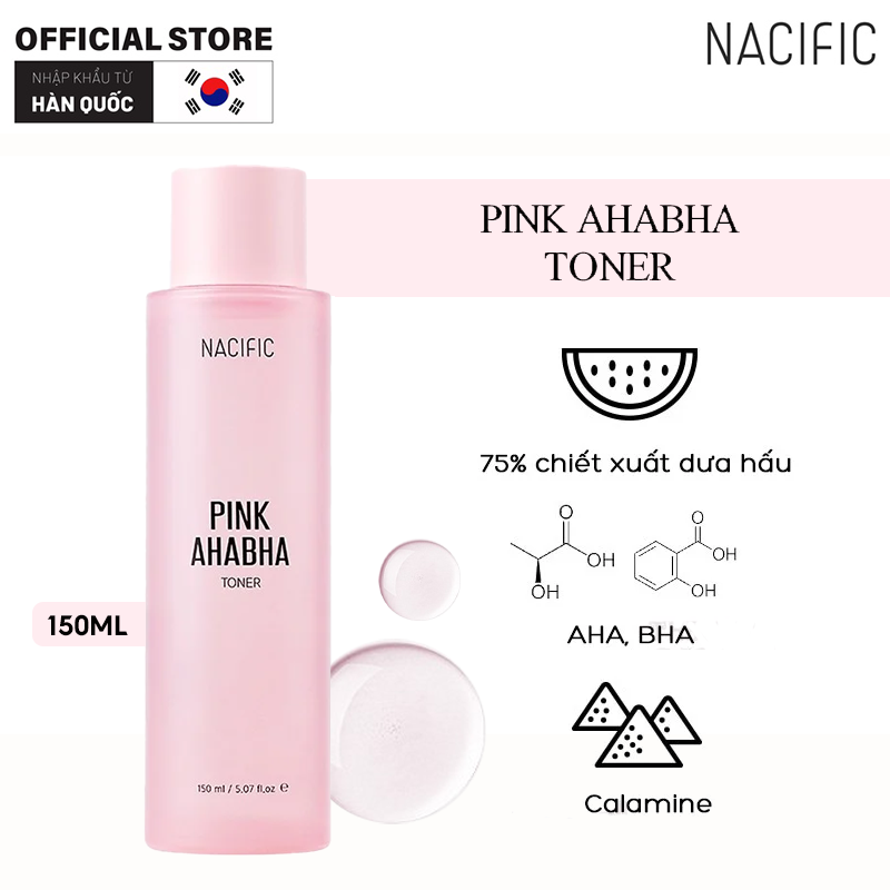 Nước Hoa Hồng NACIFIC Loại Bỏ Tế Bào Chết, Làm Dịu Da Pink AHABHA Toner 150ml