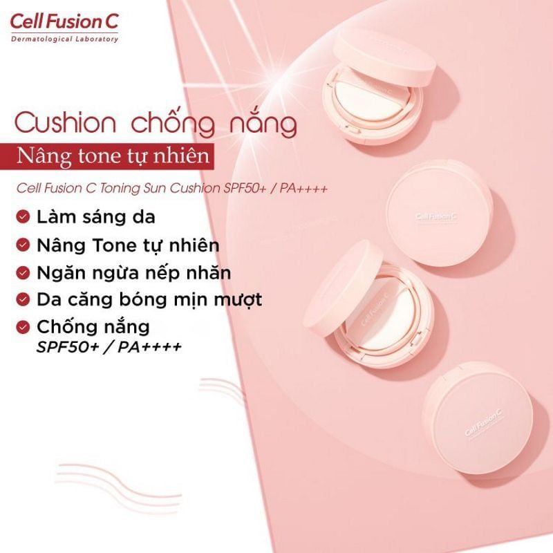 Kem Chống Nắng Nâng Tông Tự Nhiên, Cấp Ẩm Làm Da Căng Bóng Cell Fusion C Toning Sun Cushion SPF 50+/PA++++ 13g