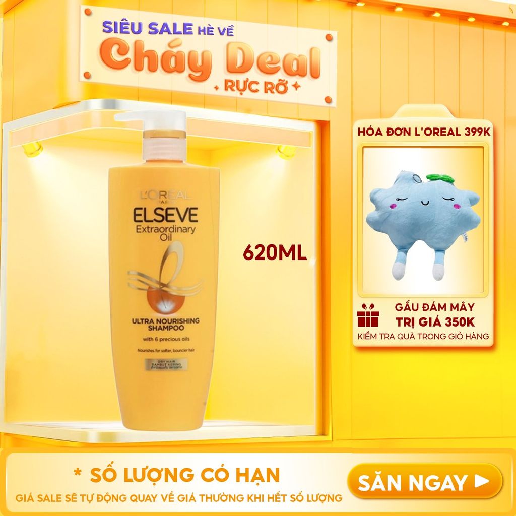 Dầu Gội Giúp Tóc Suôn Mượt Chiết Xuất Tinh Dầu Hoa L'oreal Elseve Extraordinary Oil Ultra Nourishing Shampoo 620ml