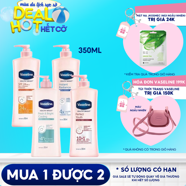 Sữa Dưỡng Thể Body Dưỡng Sáng Da, Dưỡng Ẩm Toàn Thân Vaseline Healthy Bright