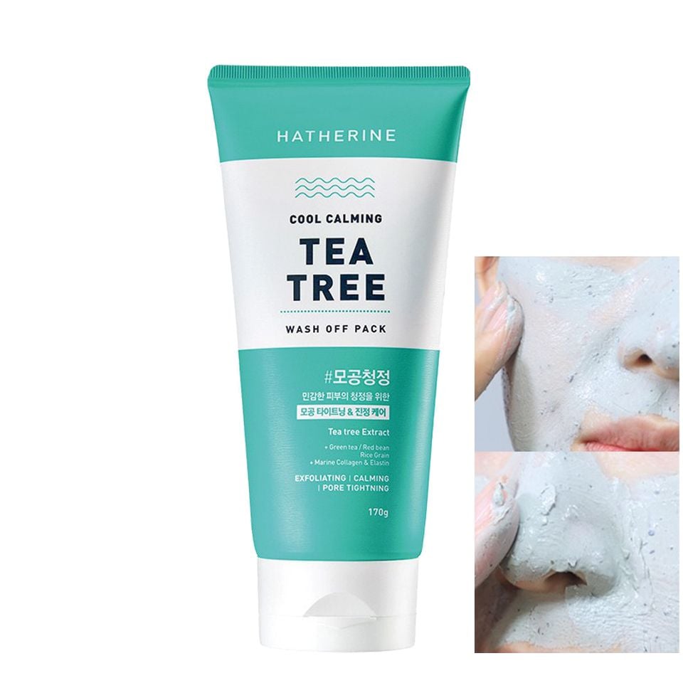 [TẶNG KÈM CỌ] Mặt Nạ Rửa Hatherine Làm Sạch Bã Nhờn, Làm Dịu Da, Thu Nhỏ Lỗ Chân Lông Cool Calming Tea Tree Wash Off Pack 170g