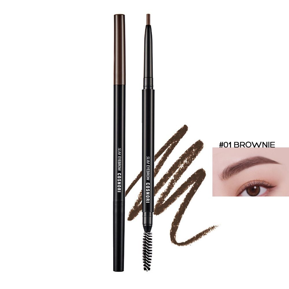 Chì Kẻ Mày Nét Siêu Mảnh, Bền Màu, Lâu Trôi Cosnori Slim Eyebrow 0.13g - 01 BROWNIE