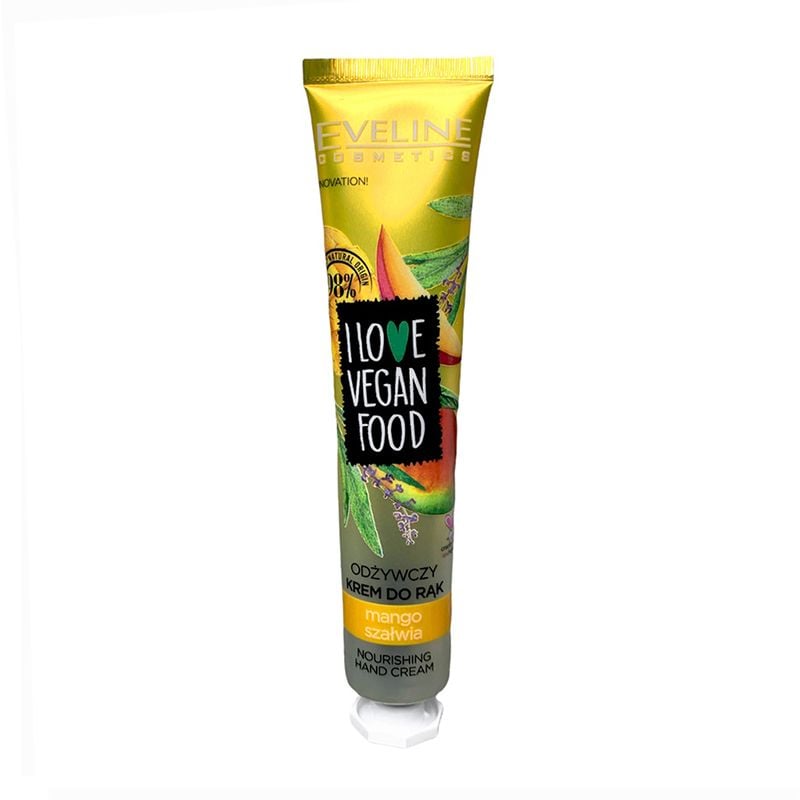 Kem Dưỡng Da Tay Chiết Xuất Tự Nhiên Dưỡng Da Mềm Mại Eveline Cosmetics I Love Vegan Food Hand Cream 50ml