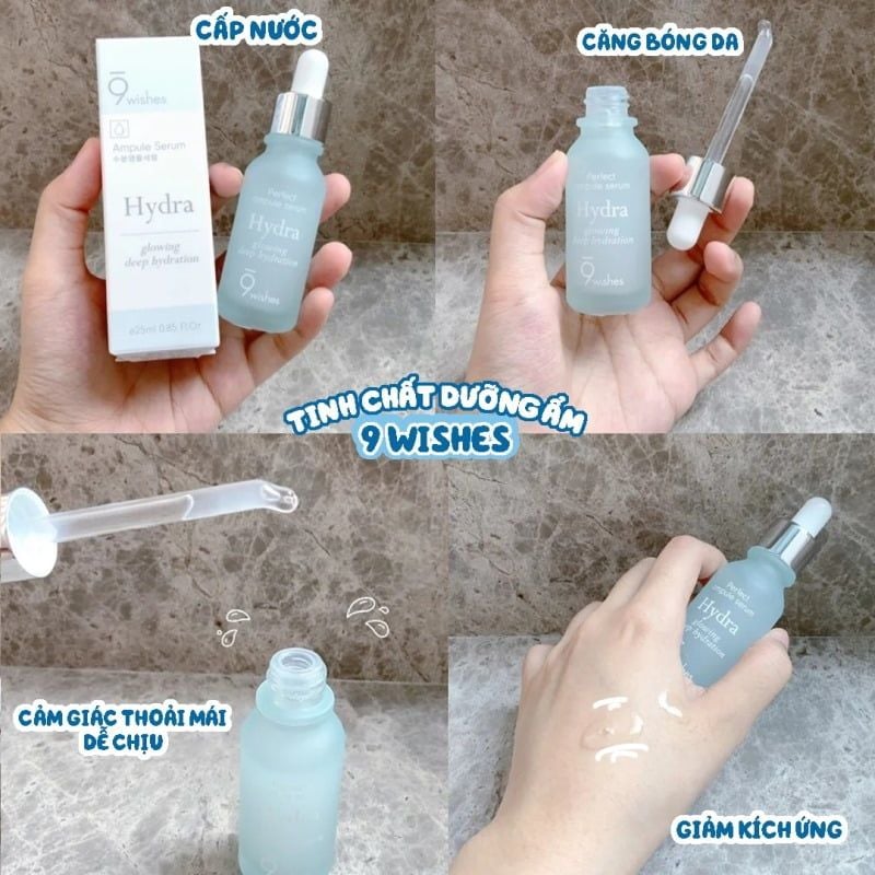 Serum 9 Wishes Dưỡng Ẩm, Cấp Nước, Căng Mịn Da 9 Wishes Hydra Glowing Deep Hydration Ampule Serum