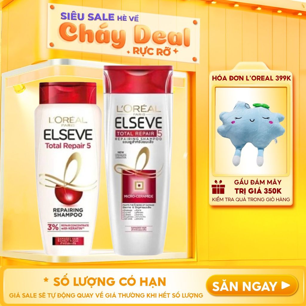 Dầu Gội Phục Hồi Tóc Hư Tổn L'Oreal Elseve Total Repair 5 Shampoo
