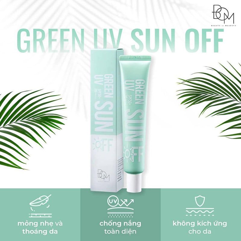 Kem Chống Nắng Dưỡng Ẩm Nhẹ Dịu Cho Mọi Loại Da B.O.M Green UV Sun Off SPF50+/PA++++ 50ml