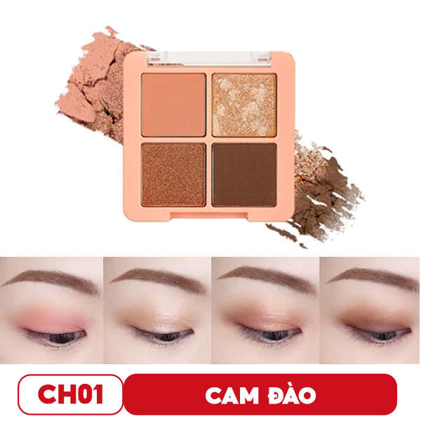 Bảng Phấn Mắt 4 Màu Black Rouge Crystal Heart Lock Shadow