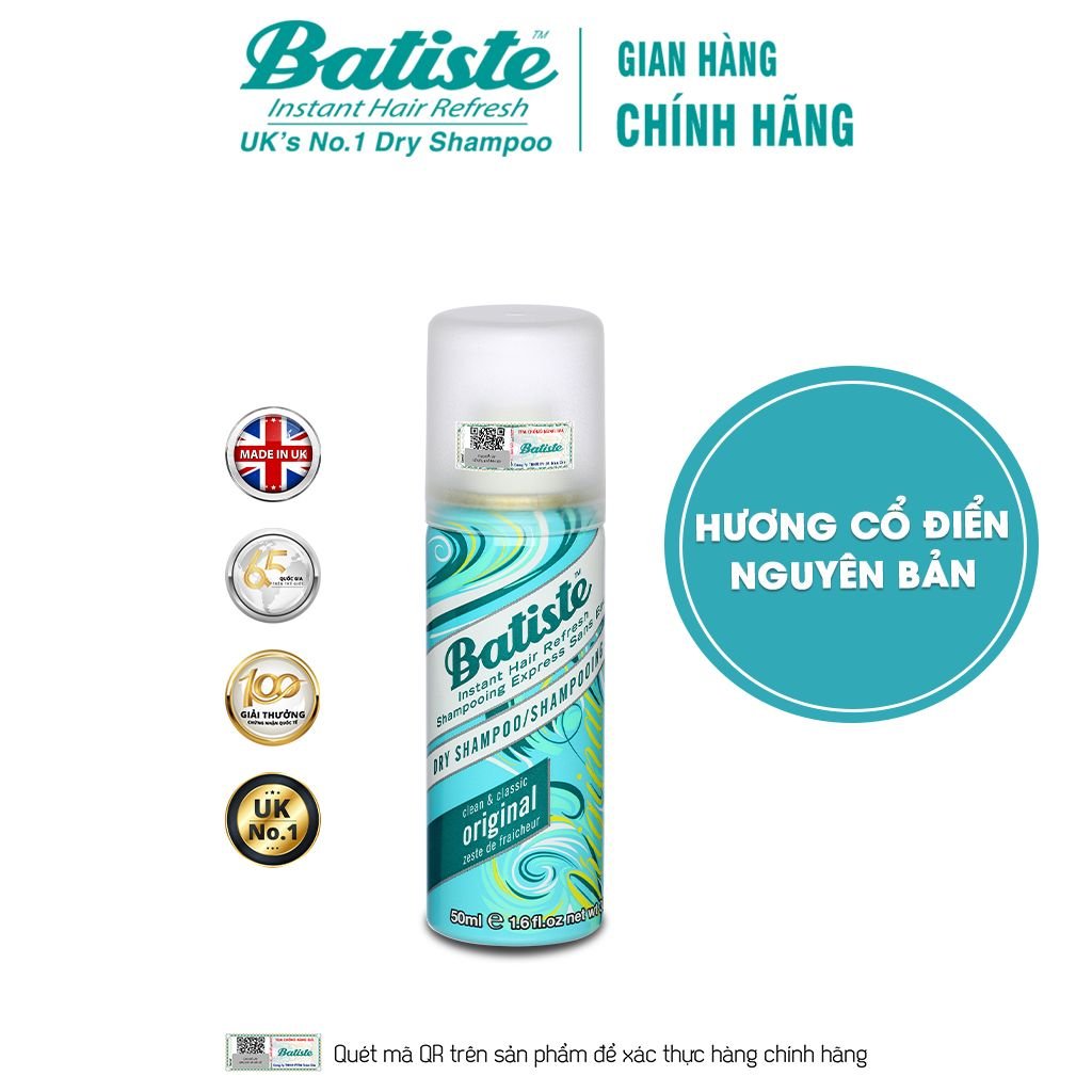 Dầu Gội Khô Batiste Giúp Làm Sạch, Tóc Bồng Bềnh Dry Shampoo 50ml - CHERRY