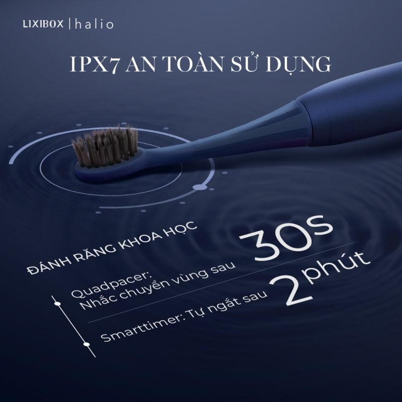 Bàn Chải Điện Halio Sonic Whitening Electric Toothbrush Midnight Blue