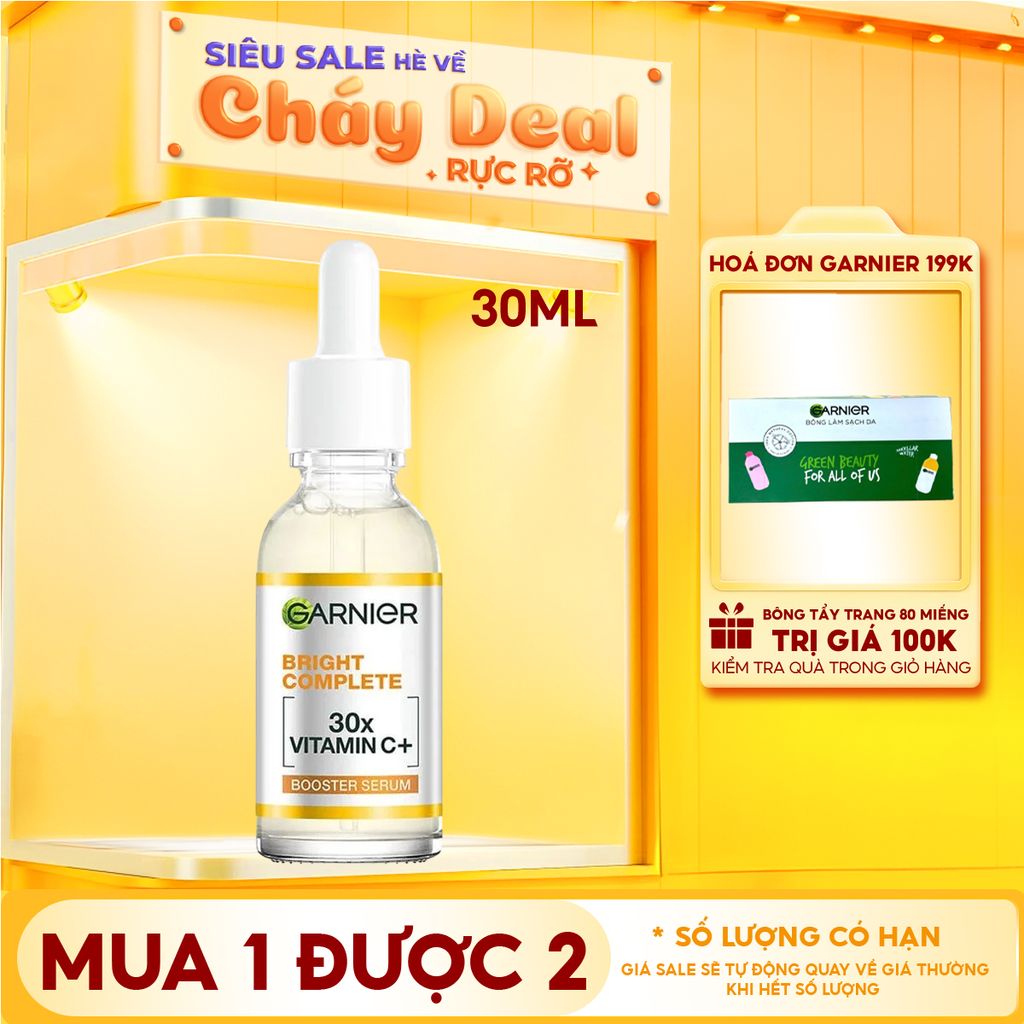 Serum Garnier Tinh Chất Hỗ Trợ Sáng Da, Mờ Thâm Light Complete Vitamin C 30X Booster Serum