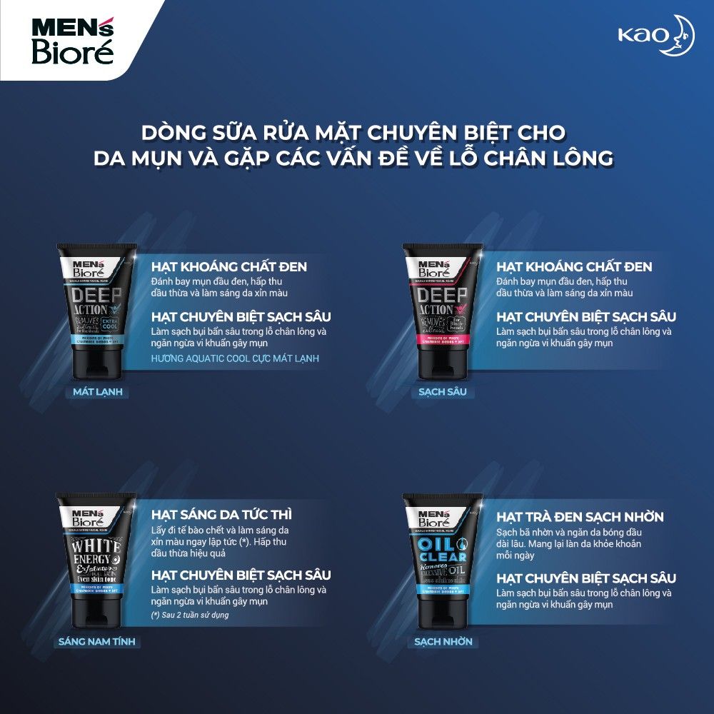 Sữa Rửa Mặt Chứa Hạt Tác Động Kép Men's Bioré Double Scrub Facial Foam 100g