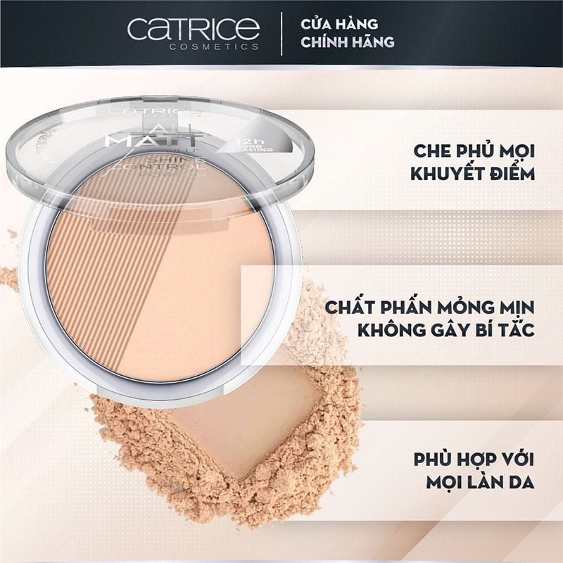 Phấn Phủ Dạng Nén Kiềm Dầu Catrice All Matt Plus Shine Control Powder #010 Transparent 10g