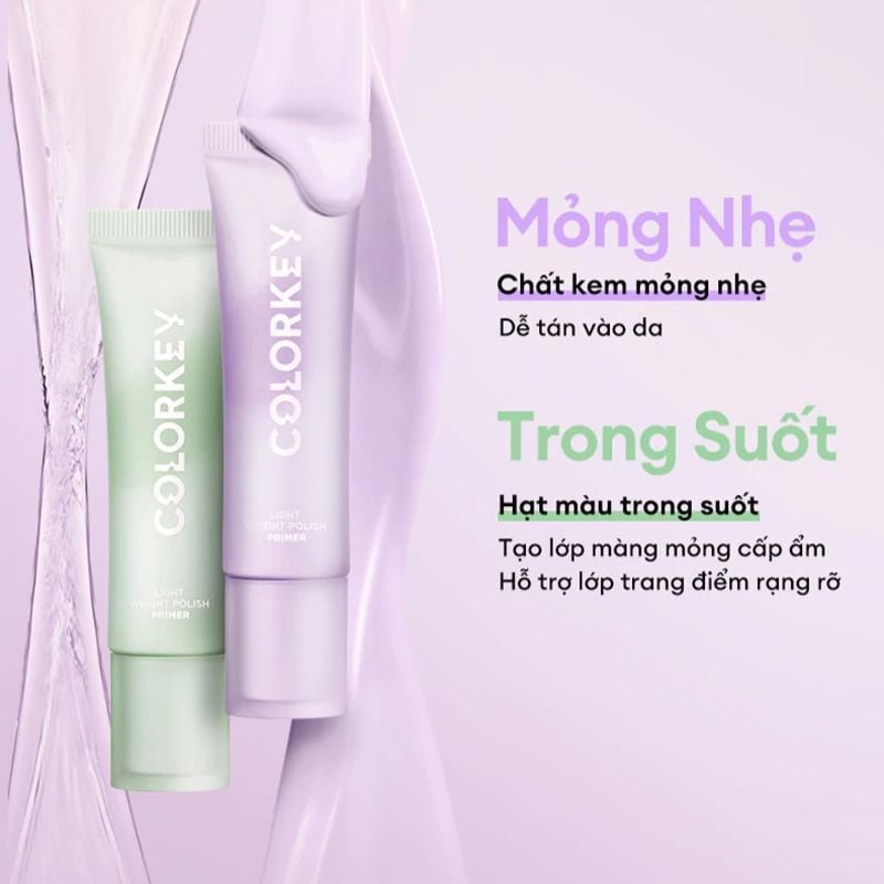Kem Lót Trang Điểm Colorkey Mỏng Nhẹ, Nâng Tông, Làm Đều Màu Da Light Weight Polish Primer 30g