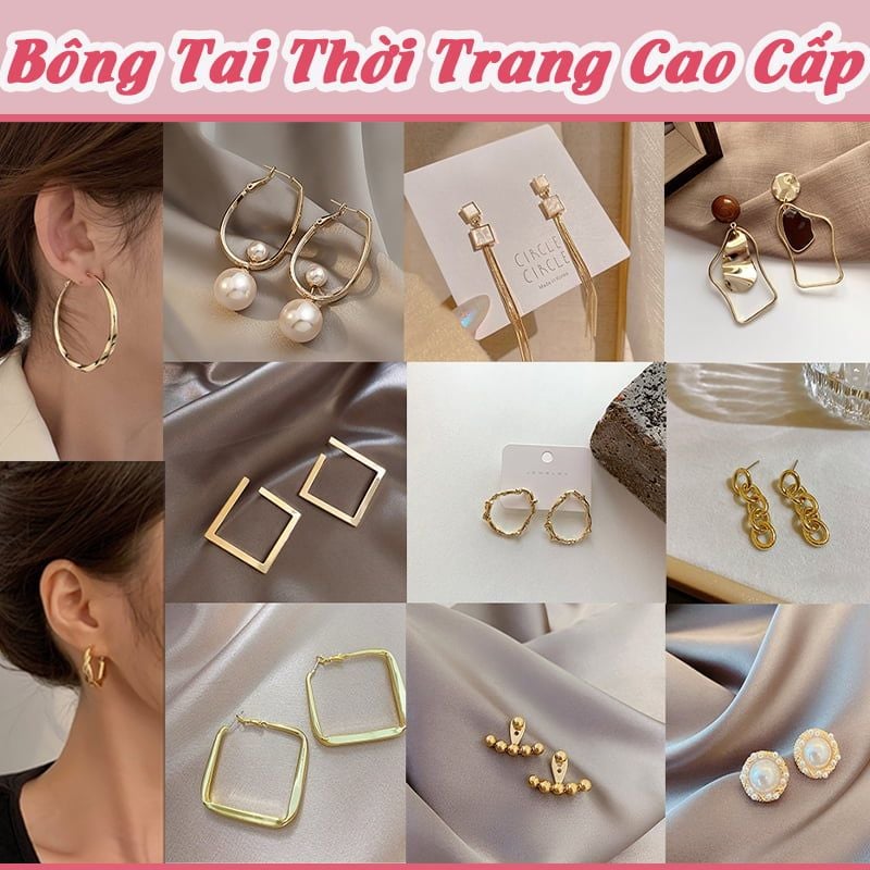 [NHẬP KHẨU] Bông Tai Khuyên Tròn, Đính Hạt Ngọc Trai Thời Trang, Nhiều Kiểu Dáng, Phong Cách Hàn Quốc UNK Fashion Earring