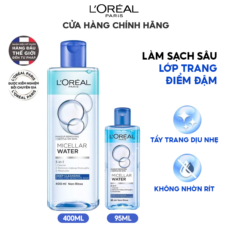 Nước Tẩy Trang Làm Sạch Sâu 3 In 1 L'Oreal Micellar Water Deep Cleansing