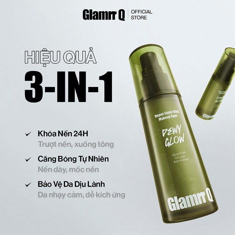Xịt Khóa Nền Glamrr Q Cố Định Trang Điểm Thuần Chay Cho Da Nhạy Cảm Vegan Super Makeup Fixer