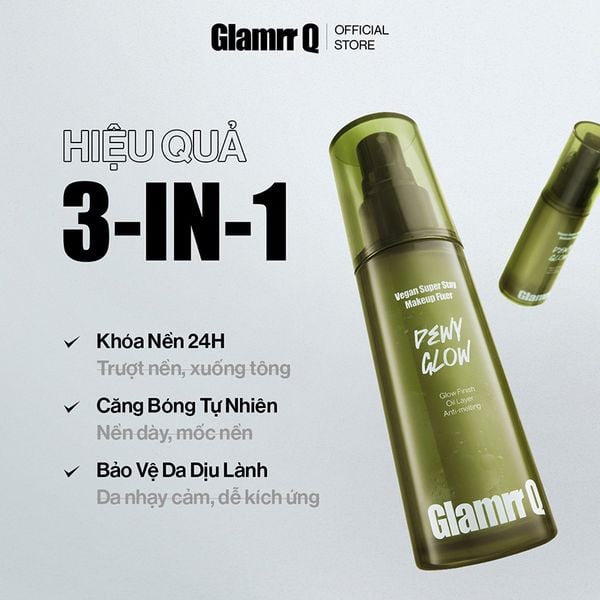  Xịt Khóa Nền Glamrr Q Cố Định Trang Điểm Thuần Chay Cho Da Nhạy Cảm Vegan Super Makeup Fixer 