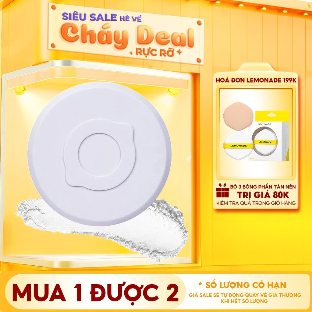Phấn Phủ Mỏng Nhẹ Kiềm Dầu, Thuần Chay Lemonade Supermatte No Makeup Loose Powder 9g