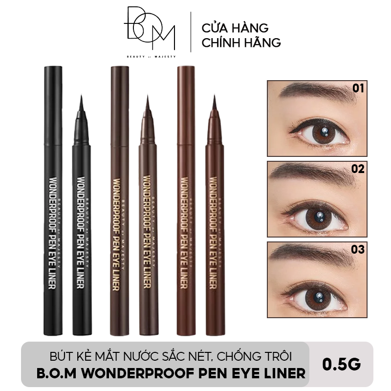 Bút Kẻ Mắt Nước Sắc Nét, Chống Trôi B.O.M Wonderproof Pen Eye Liner 0.5g